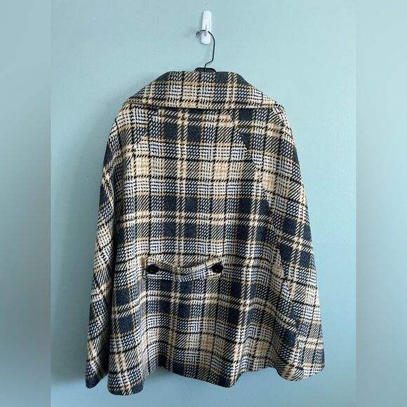 Joolay Anthropologie Plaid Black Yellow Women's Lined Collared Caplet Jacket M/L - Picture 5 of 7